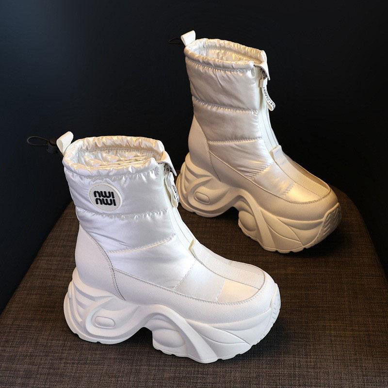 

Зимние детские термоботинки на толстой подошве, с внутренней танкеткой, из бархата, водонепроницаемые и нескользящие, новые, хлопковые, средней и высокой длины голенища 40 бежевый