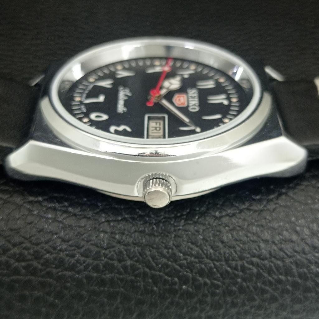 VINTAGE REFURBISHED SEIKO 5 AUTOMATIC 6309A JAPAN MENS BLACK WATCH a442576-1