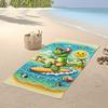 1pc of Stylish Dinosaur-Themed Beach Towel,Great for Beach And Pool Use,Featuring a Cartoon Dinosaur Design with a Surfing Motif