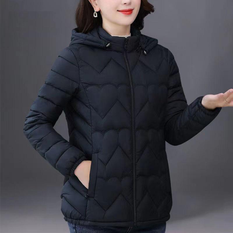 Plus-size Autumn Winter Solid Color Hoodie Fashion Women Warm Zipper Coat Loose Casual Tide Jacket Thin Down