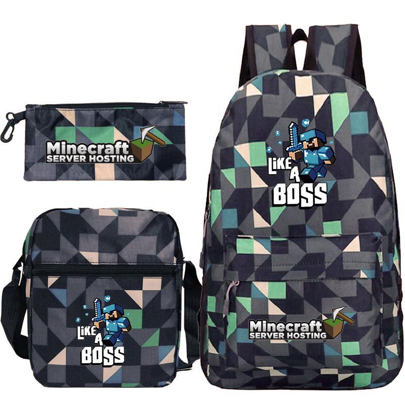 Game Merchandise Print Fashion Children'S Backpack Student Schoolbag Stationery Bag Messenger Bag Three-Piece Set