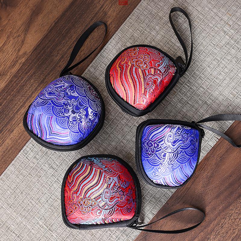 Stickerei Brokat Kleine Teetasse Tasche Chinesischer Stil Vintage Meister Teetasse Beutel Tragbar Reise Teezeremonie Zubehör