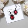 Temperament Gothic Geometric Oval Lacework Deep Red Glass Crystal Dangle Earrings for Women Halloween Charm Retro Jewelry Gifts
