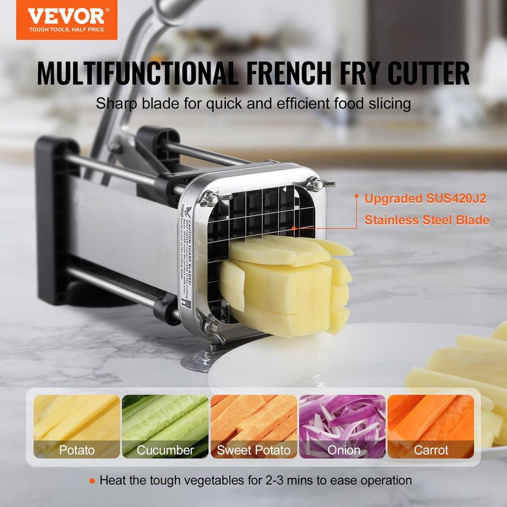 French Fry Cutter Stainless Steel Potato Vegetable Slicer Chopper 2 Blades