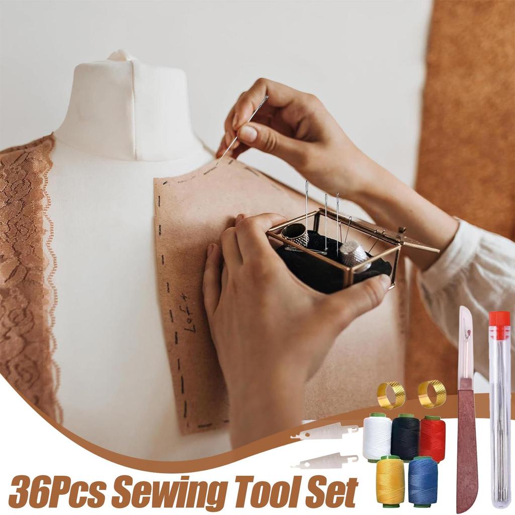 36pcs Sewing Needles Large Eye Needles with Thread Multi Size Clothing Sewing Embroidery Cross Needle Kits Needle Sewing Tool