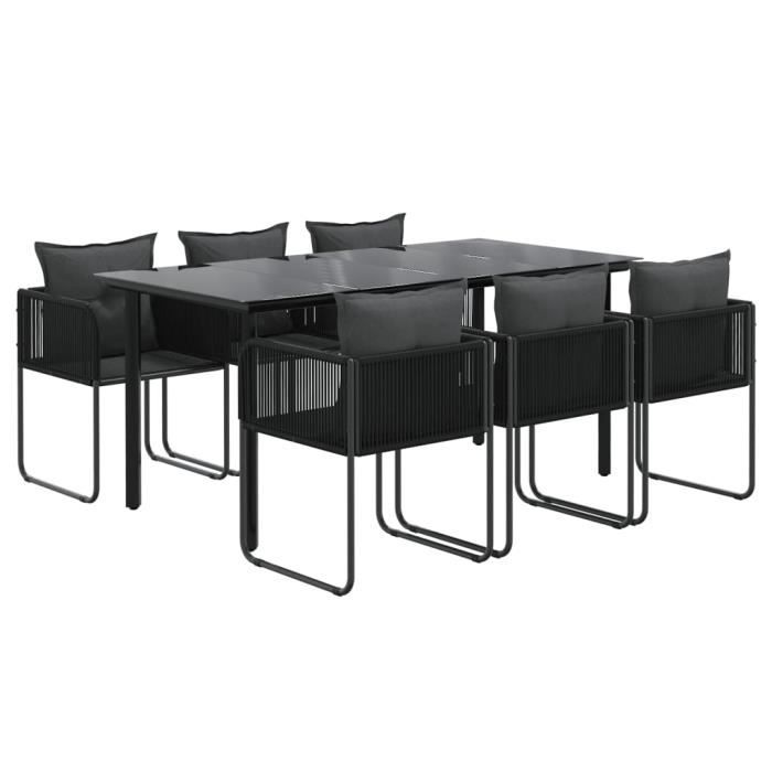3156497 vidaXL Garden Dining Set 7 Pcs Black