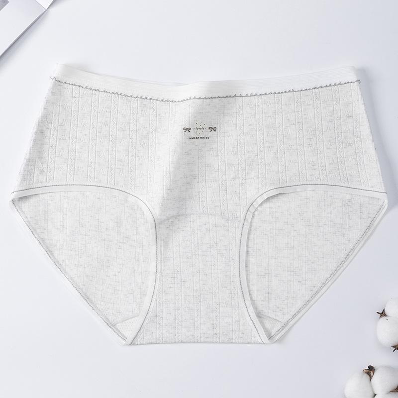 Women's Spring and Autumn Color Yarn Cotton 10A Bacteriostatic Extended Crotch High Shot Middle Waist Triangle Briefs