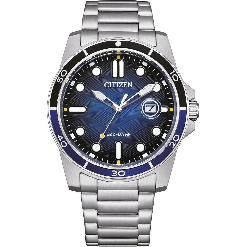 CITIZEN Citizen Mens Eco Drive Solar Watch Stainless Steel Link Strap Silver Blue AW1810 85L bracelet bracelet