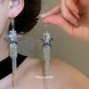 Silver Needle Diamond Star Tassel Ear Cuff - High-End Light Luxury Earrings