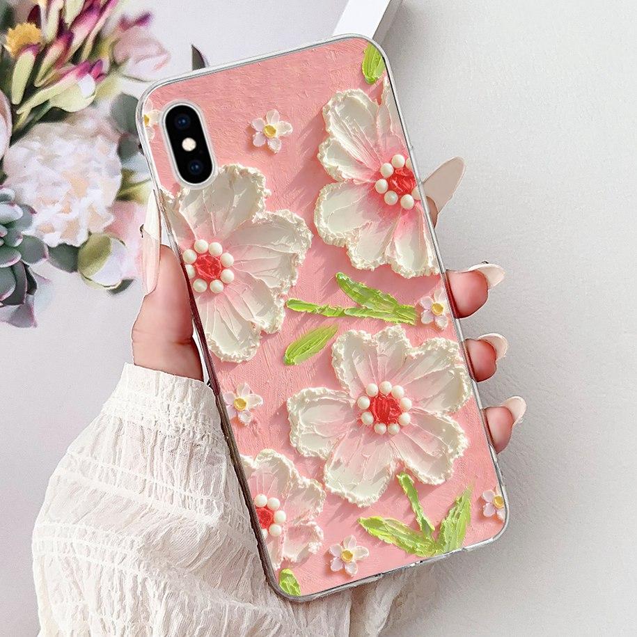 Per iPhone X XS Custodia Popolare Fiore Farfalla Morbido Trasparente Silicone Sottile Cover Posteriore Per iPhoneXS Max XR Custodia iPhoneX Bumper