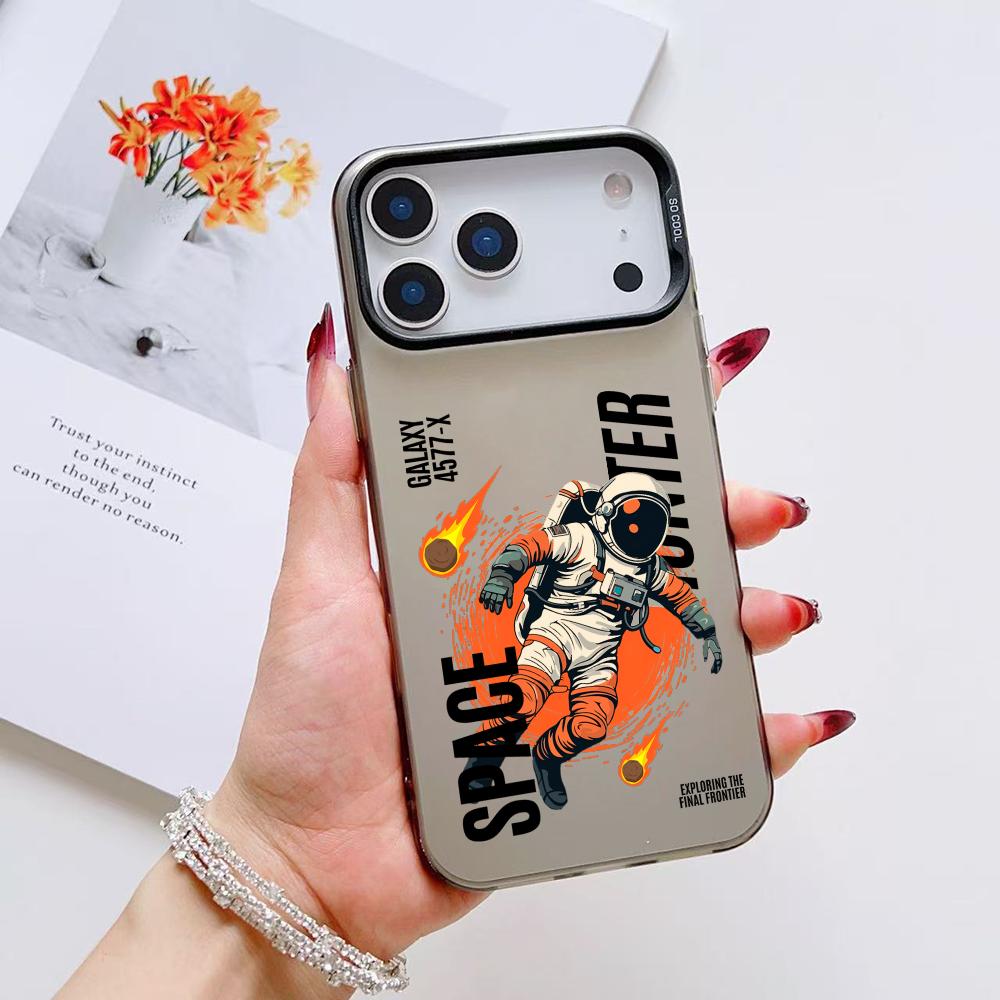 Cool Astronaut Cartoon Phone Case For iPhone 17 16 15 14 13 12 11 Pro Max Air Matte Laser Aurora Shockproof Funda
