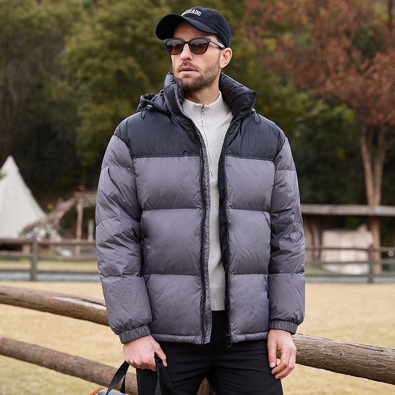 

Men s thickened down jacket men s new hooded men s winter clothes outdoor casual warm color-blocking youth jacket 4XL