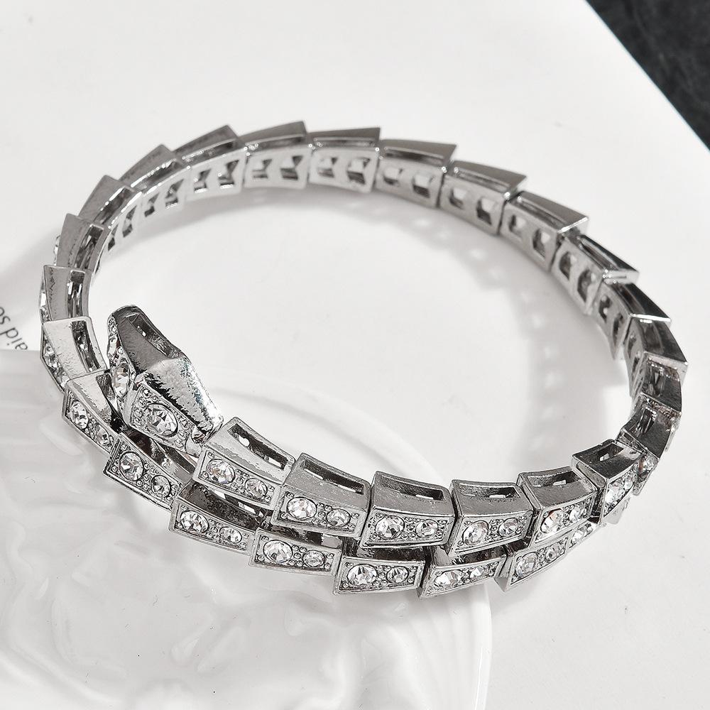 Snake Bracelet Elastic Spring Snake Bracelet Full Inlaid Women's Plated Temperament Fashion