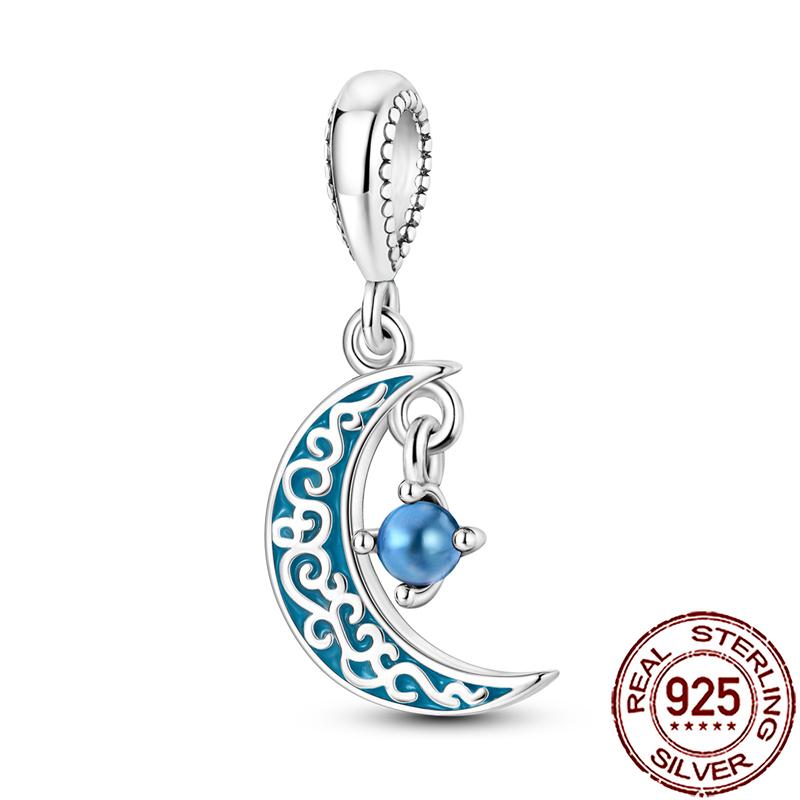 Charms Copper Moon Star Night Sky Galaxy Celestial Dangle Beads Fit Snake Chain Bracelet Necklace Women Diy Jewelry