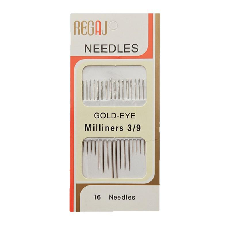 16-Piece Gold Tail Embroidery Needles Set: Large Eye Needles for Cross Stitch & DIY Sewing Projects