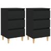 VidaXL Bedside Tables with Wooden Legs 2 Pcs Black 40x35x69 Cm