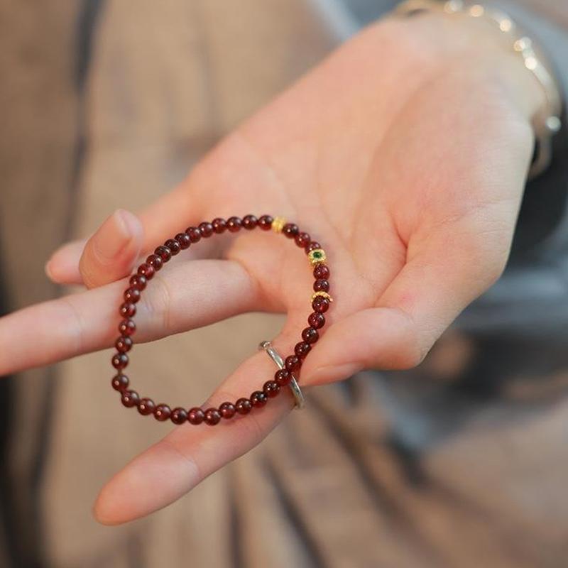 Summer Simulation Garnet Stackable Beaded Bracelets For Women Light Luxury And Minimalism Daily Jewelry Gift