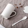 White Household Ceramic Cup Set 350ml Nordic Women New Simple Handle Couple Tea Mugs with Scoop and Lid Solid Office Coffee Cup