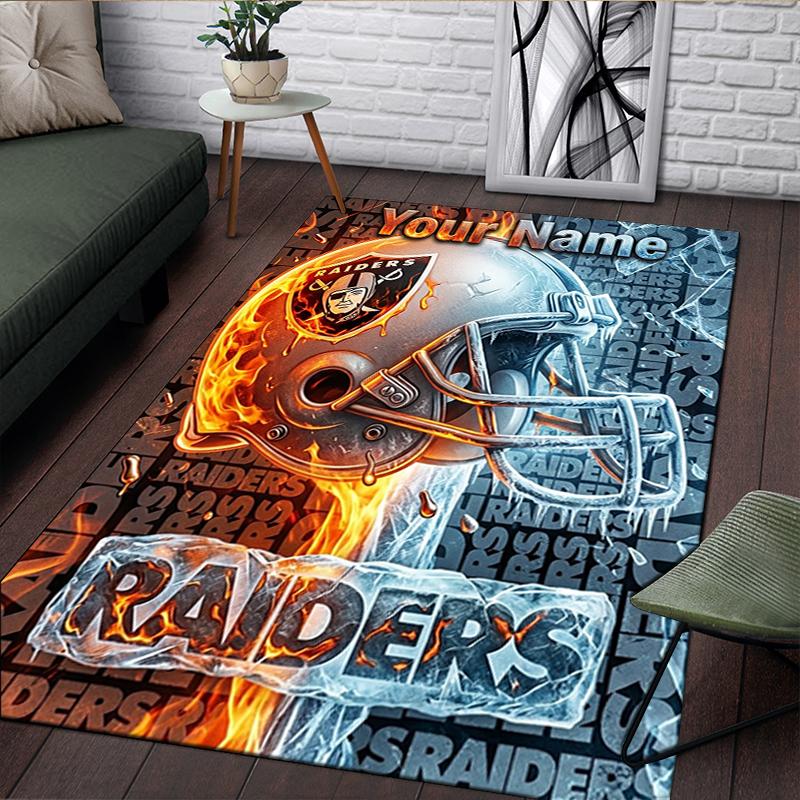 Custom personalization NFL Fire & Ice Print Area Rug - Soft, Washable Non-Slip Indoor Mat,Living Room,Home&Office Decorative Rug