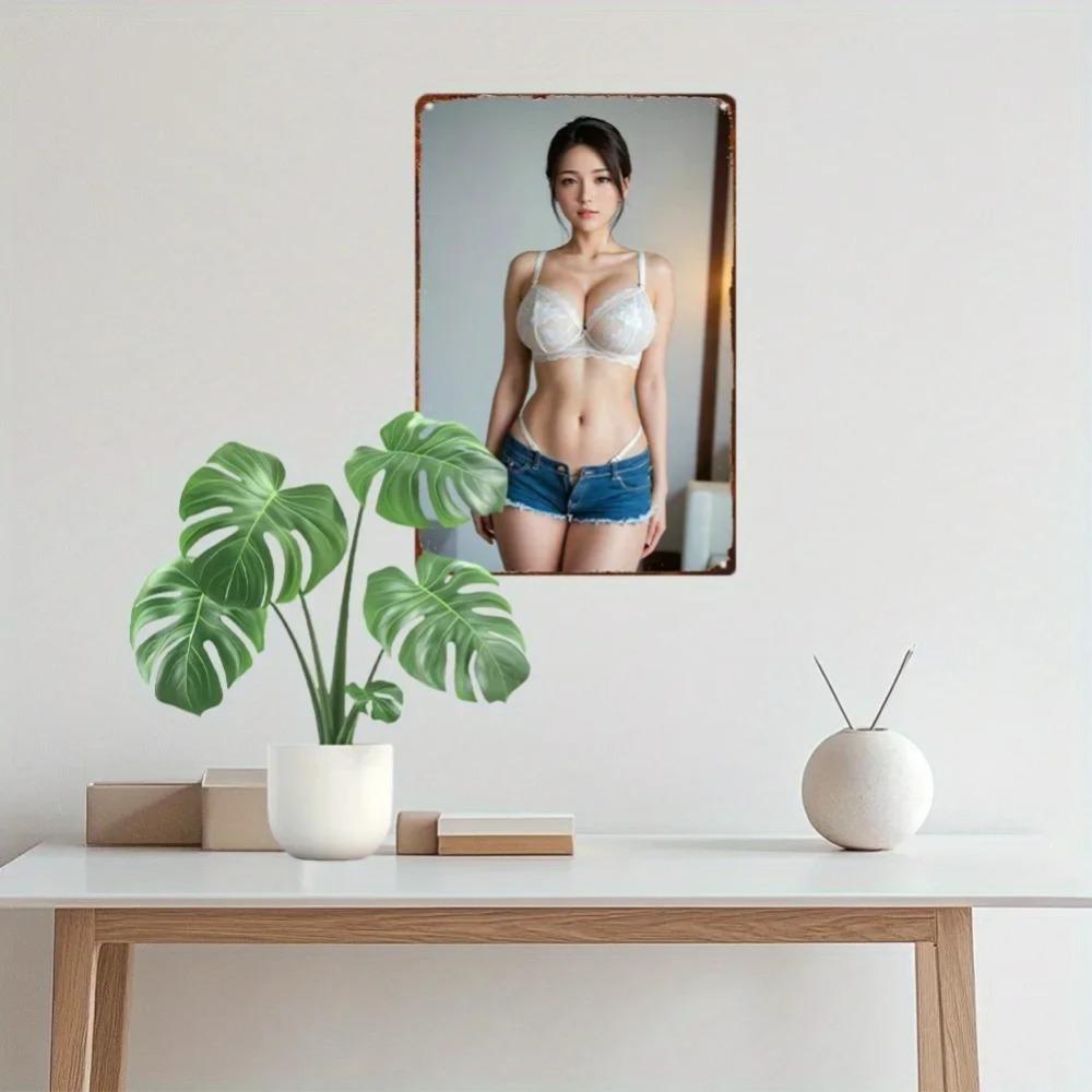 Anime Girl Metal Wall Art 20x30cm Retro Tin Sign Home Decor Cafe Man Cave Gift