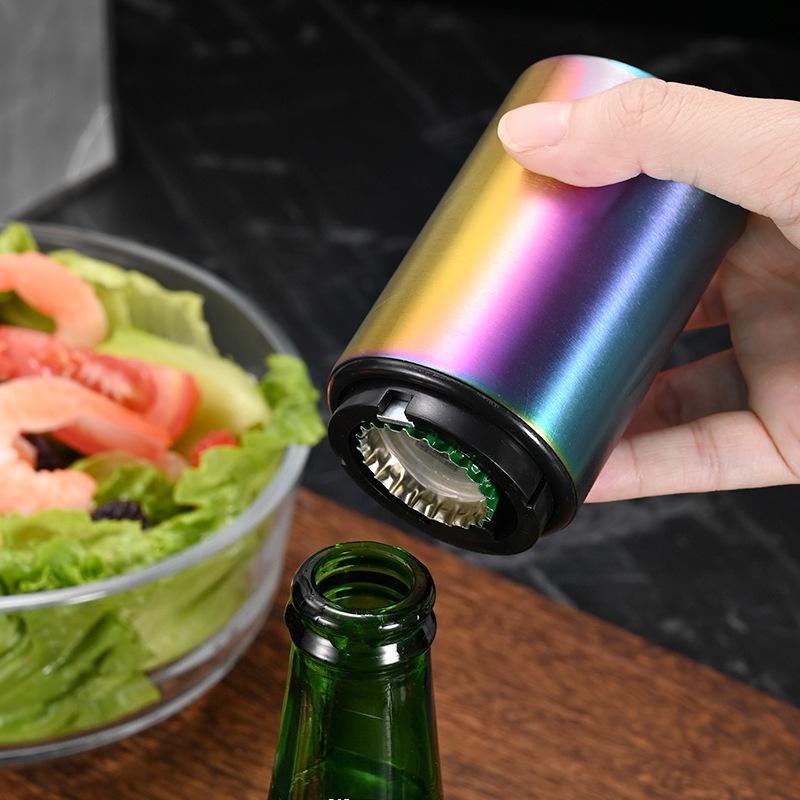 Automatic Beer Bottle Opener Stainless Magnet Beer Opener Kitchen Accessories Red Wine Bottle Opener Barware Household Gadget