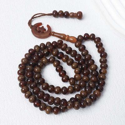 Saudi Star & Moon Prayer Beads Rosary - 99 Bead Car Pendant & Handheld Bracelet In Middle Eastern Style