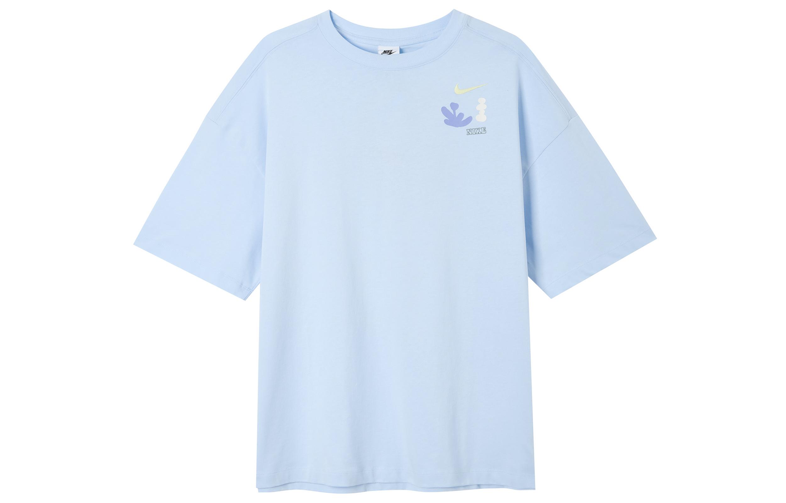 Nike Women ss Retro Hand-Drawn Drop Shoulder T-Shirt Blue DX6150-441 XXL
