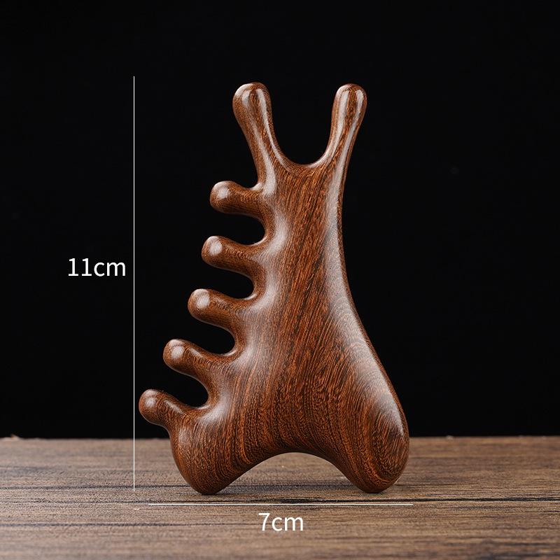 Green Ebony Gold Thread Sandalwood Multifunctional Comb for Scalp Massage and Head Meridian Relaxation
