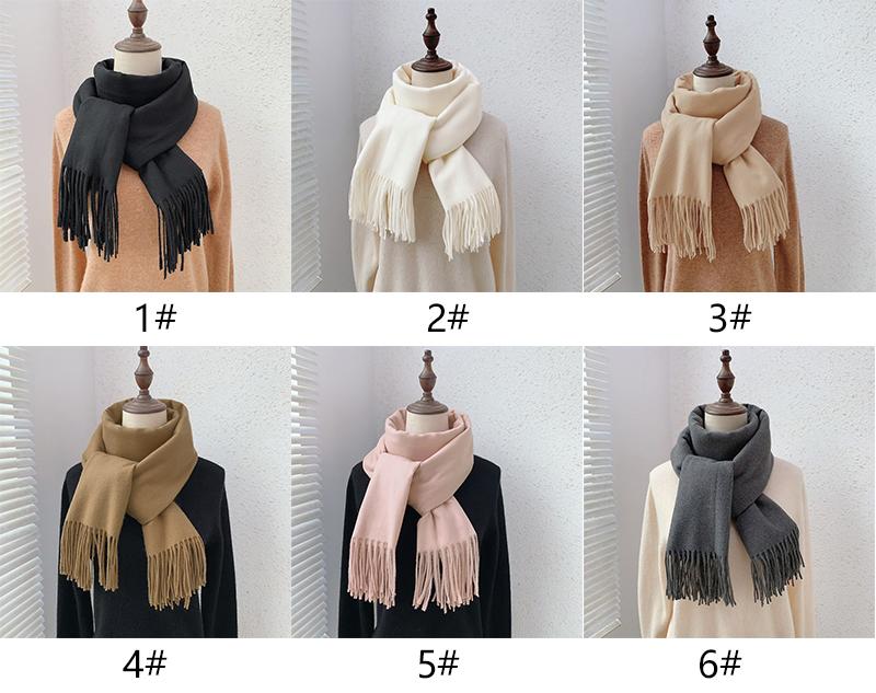 235g Winterschal Schals für Damen Lang Warm Kaschmirschals Hijab Einfarbig Damen Stola Wickel Weiblich Pashmina Bandana Kopftücher