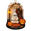 Halloween Ghost Ornament Acrylic Ghost-Themed Reading Cooking Painting Ornament Tree Hanging Decoration for Indoor Home Decor