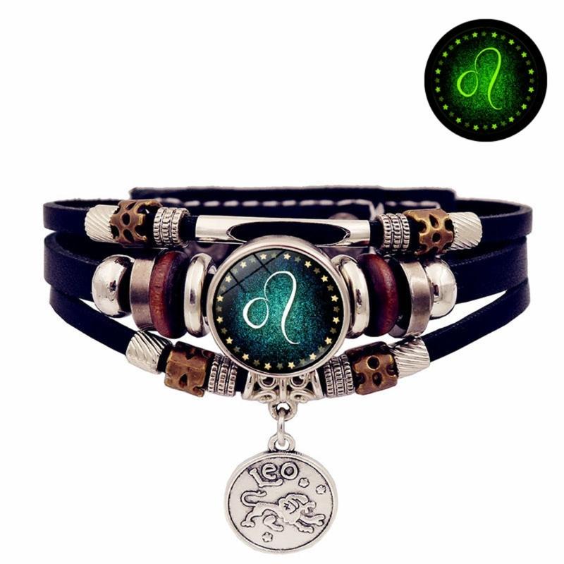 

Lightweight Constellations Bracelet for Teens Handmade Zodiacs Charm Everyday Jewelry Synthetic Leather Wristband