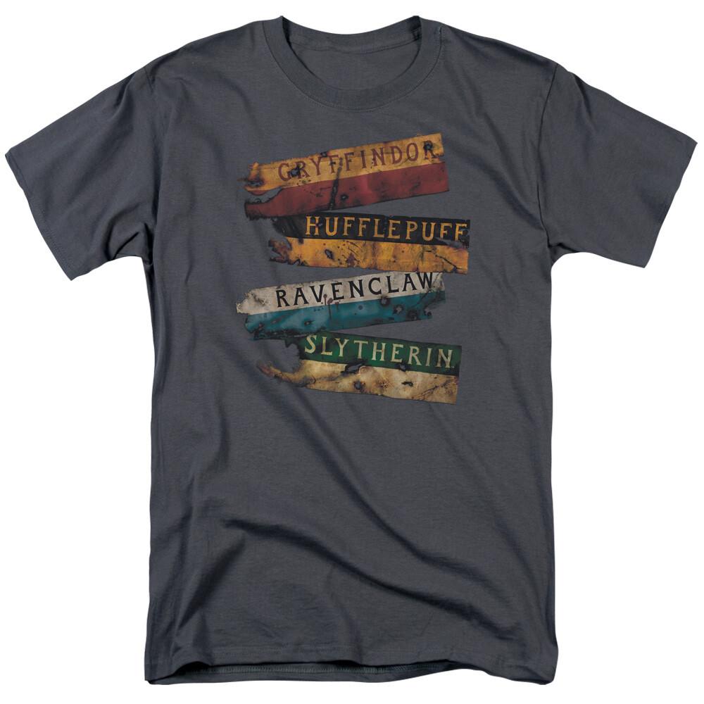 

Harry Potter Burnt Banners T Shirt Mens Licensed Wizard Movie Tee Charcoal XL