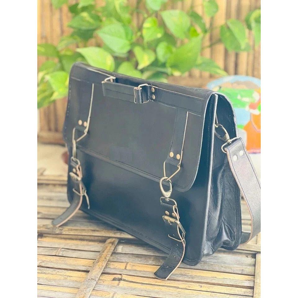 Luxury Leather Satchel Men's Handmade Laptop Messenger Briefcase