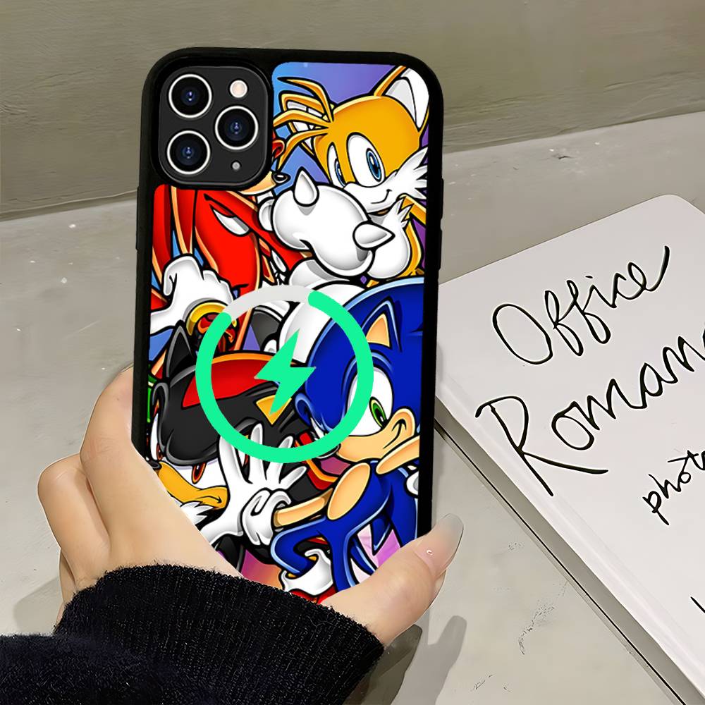 Anime S-Sonic H-HedgehogES Magnetic Wireless Phone Case For IPhone 17 16 15 14 13 12 11 Pro Max Plus Mag Phone Cover