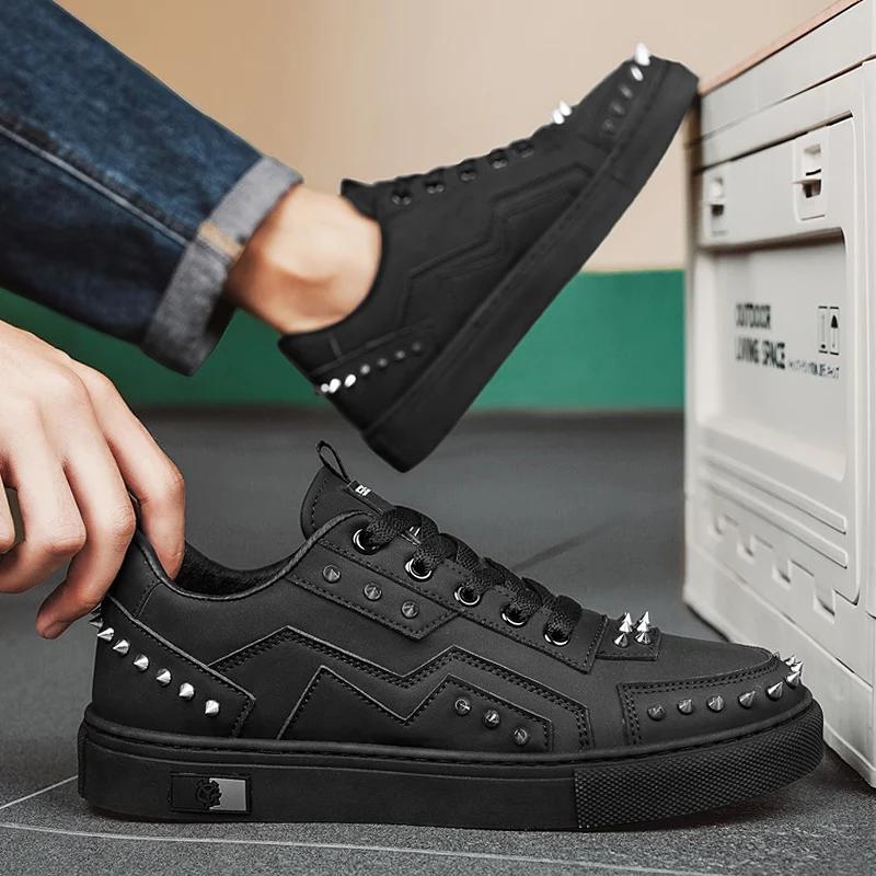 Men's Shoes Casual Sports Shoes Skateboarding Fashionable and Versatile Rivet Design Trend