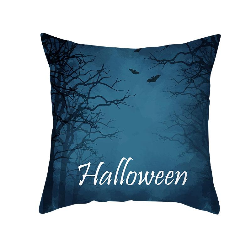 Halloween Pillow Cover Cartoon Skull Cat Sofa Cushion Cover Peach Skin Pillow Cover