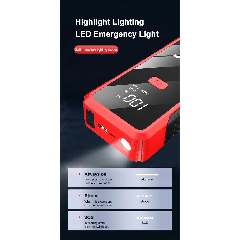 2000A/1200A/600A Car Battery Charger Booster Jump Starter Power Bank 12V Battery Booster for Portable AUTO Booster JumpStarter