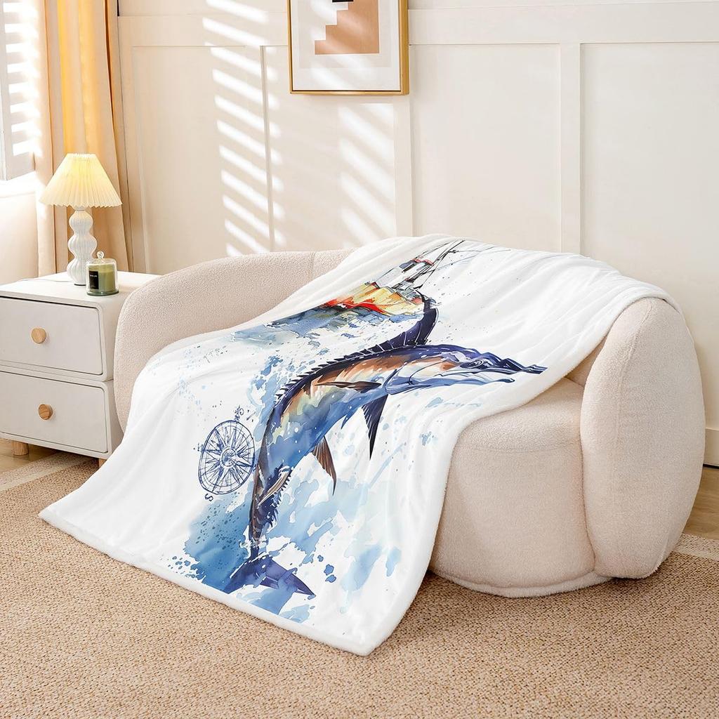 Various Cartoon Aircraft Biplane Jet Helicopter Clean White Background Pattern Flannel Throw Blanket, Warm Cozy Blanket