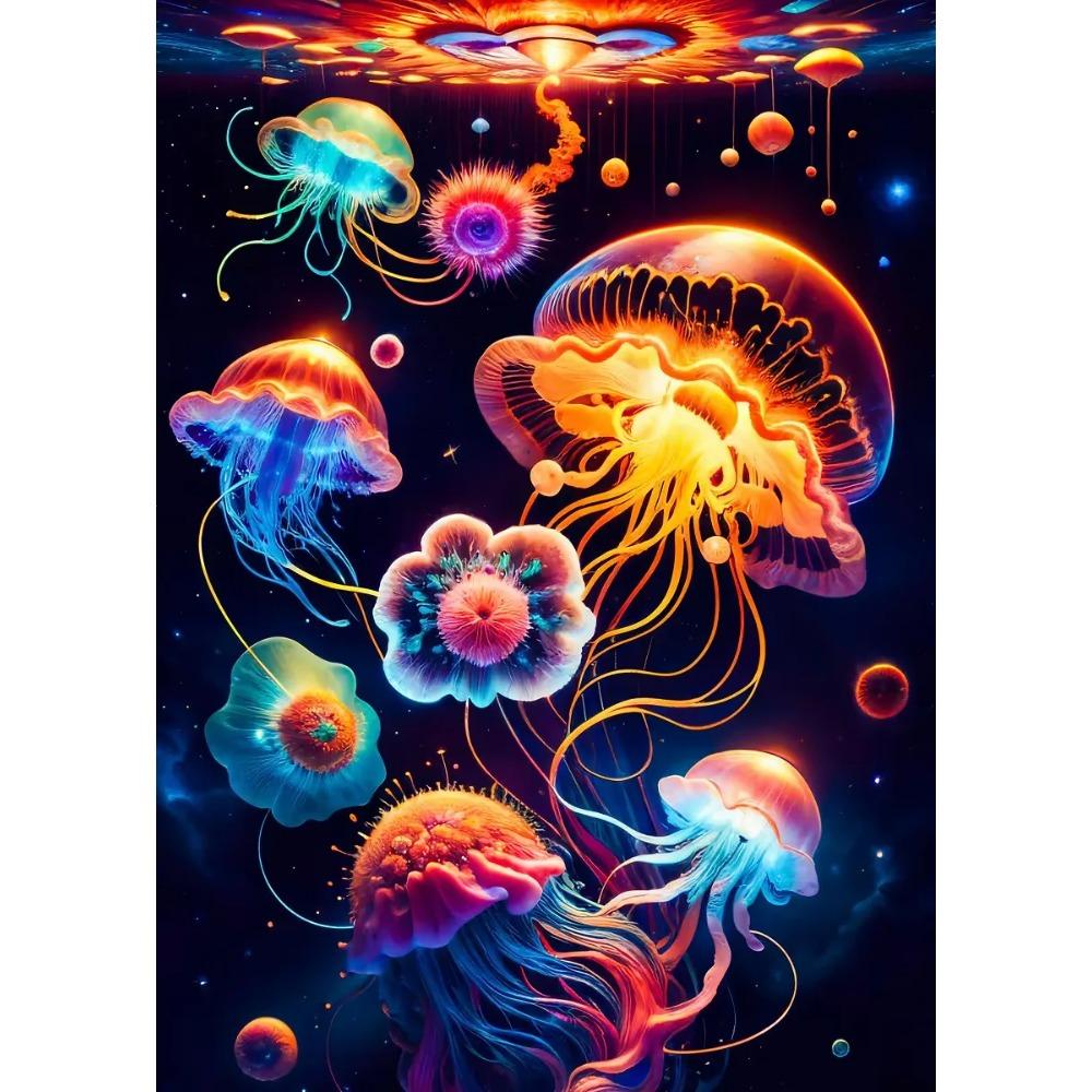 Colorful Abstract Space Composition Posters Planets Srtars Jellyfish Flowers Prints Canvas Wall Pictures Home Living Room Decor