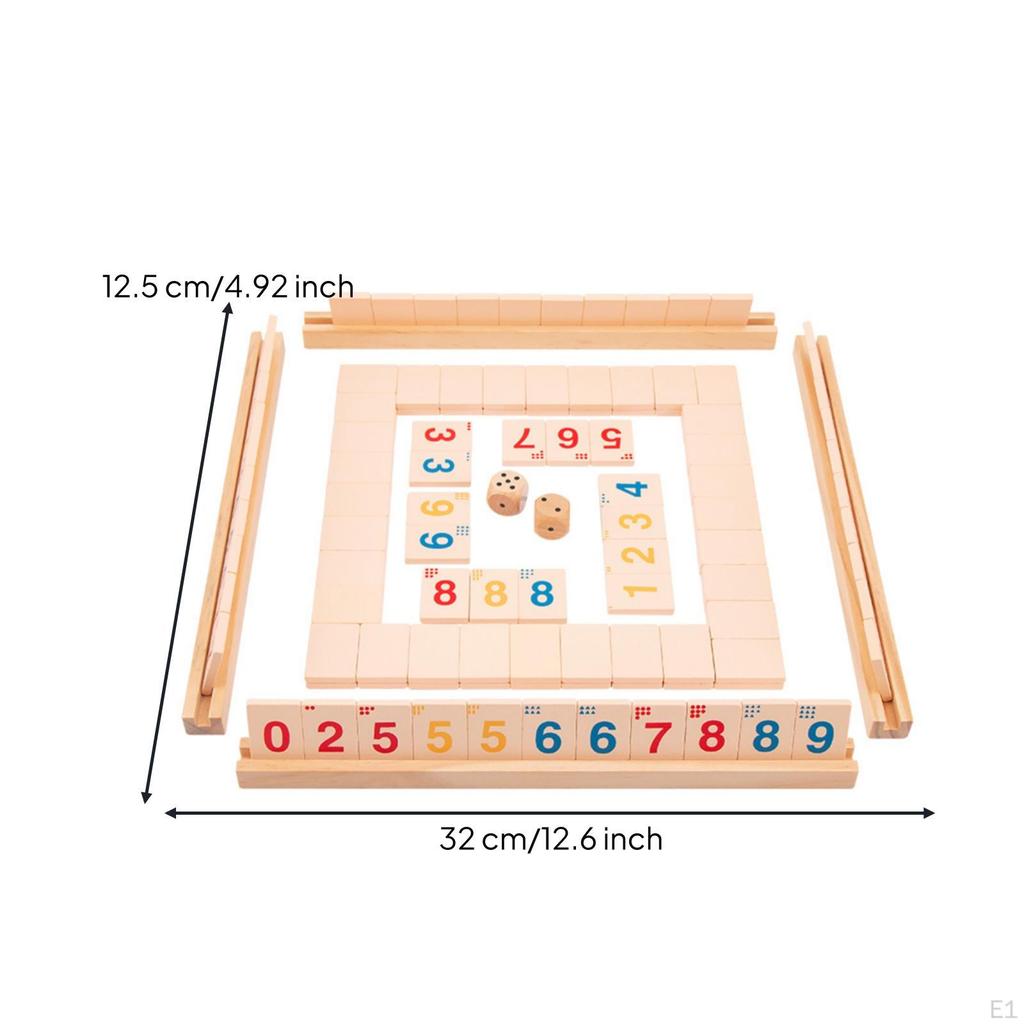 Wooden Board Game with Dice Educational Number Learning Math Manipulative for Kids, Young