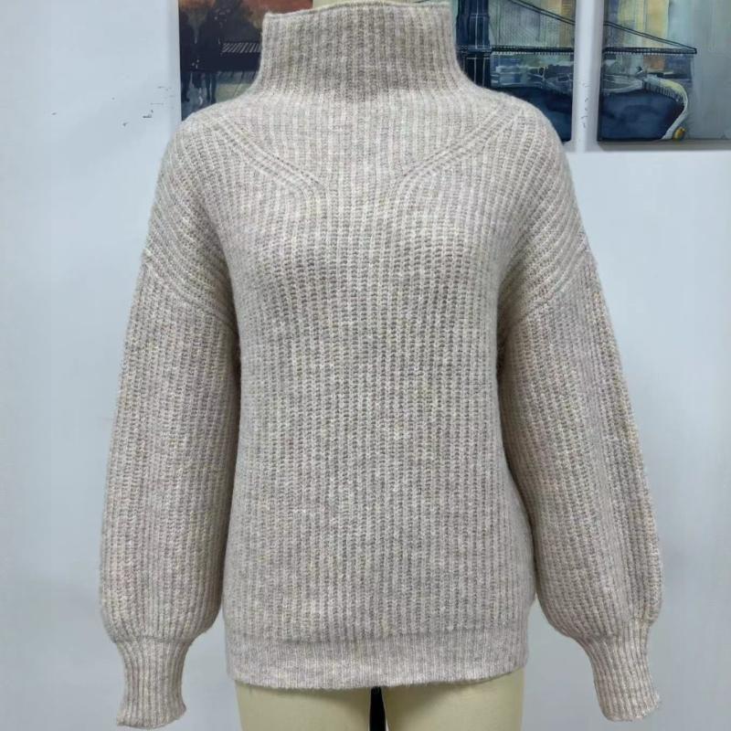 

IHUASU Осенне-зимний однотонный пуловер, свободный женский свитер с высоким воротом M абрикосовый