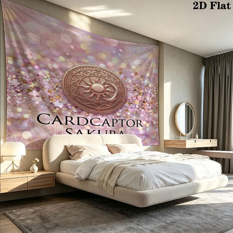 Cardcaptor Sakura Wall Tapestry Aesthetic Wall Hanging Printed Fabric Blanket Decorative Tapestries For Bedroom Living Room Home Decor