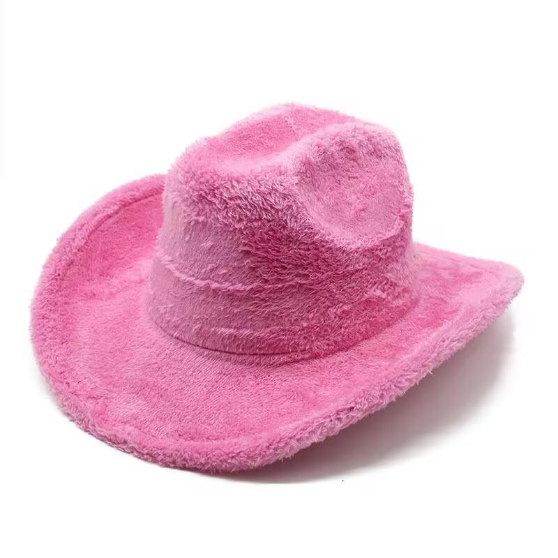 Popular autumn and winter new colored plush crimped jazz hat men's and women's European, American and British style personalized gentleman's hat