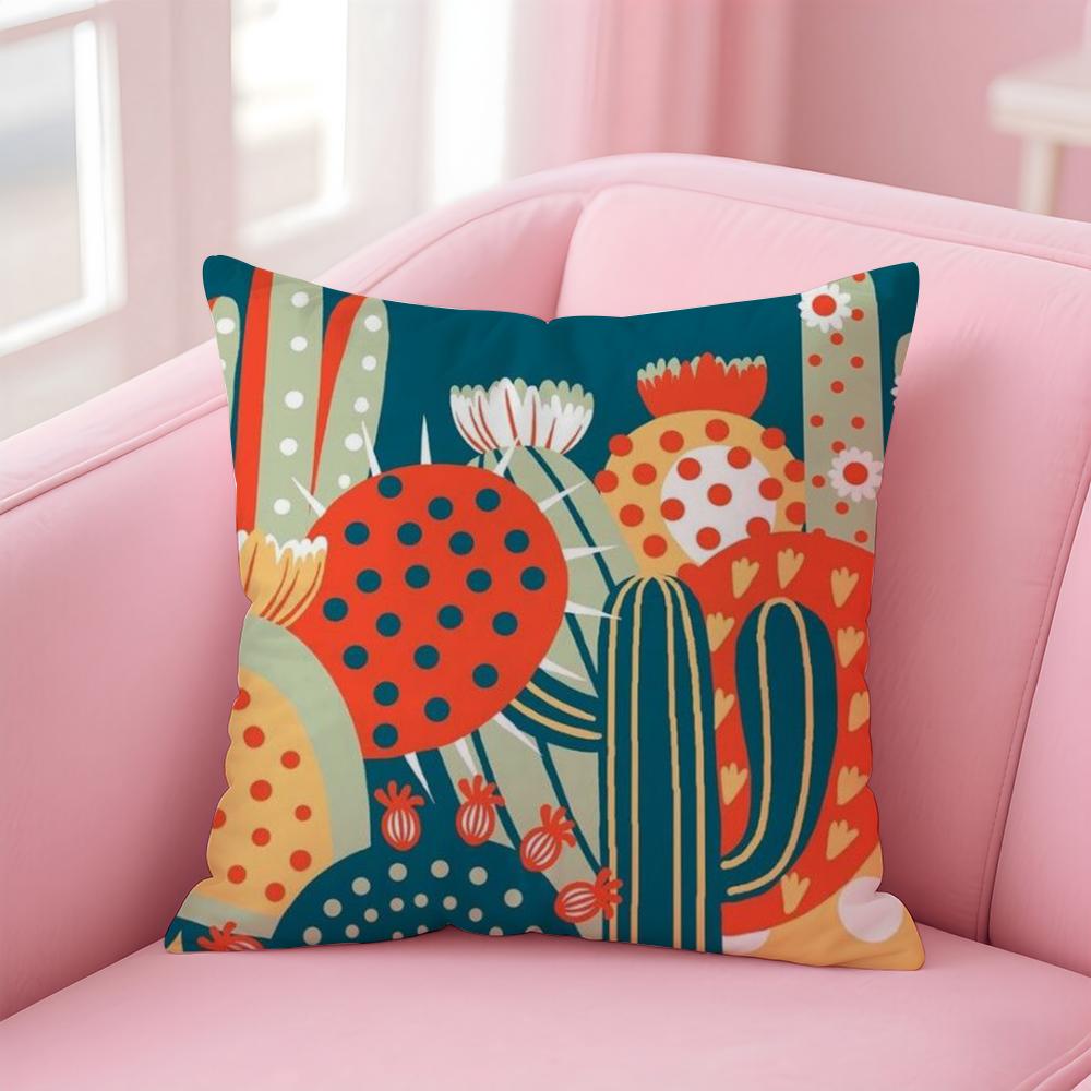 

CCactus Cartoon Funy Abstract Art Cushion Cover Linen Pillowcase Cover Soft Decor for Sofa Home Room 30X30cm