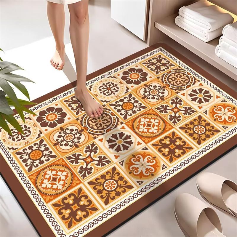 Diatomaceous Earth Bath Mat Super Absorbent Large Bathroom Floor Mats Non Slip Stain Resistant Kitchen Living Room Easy To Clean