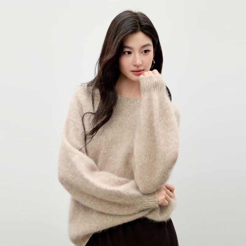 Women's Merino Cashmere Blend Round Neck Sweater