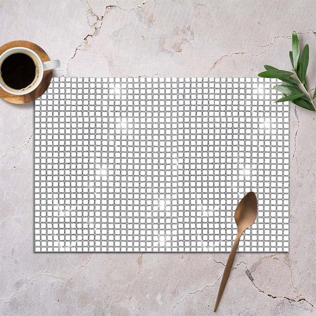 4 Stück Disco Pailletten Tischsets Glitzer Spiegel Gold/Silber Folie Metallisch Esstischsets für Hochzeit Geburtstag Party