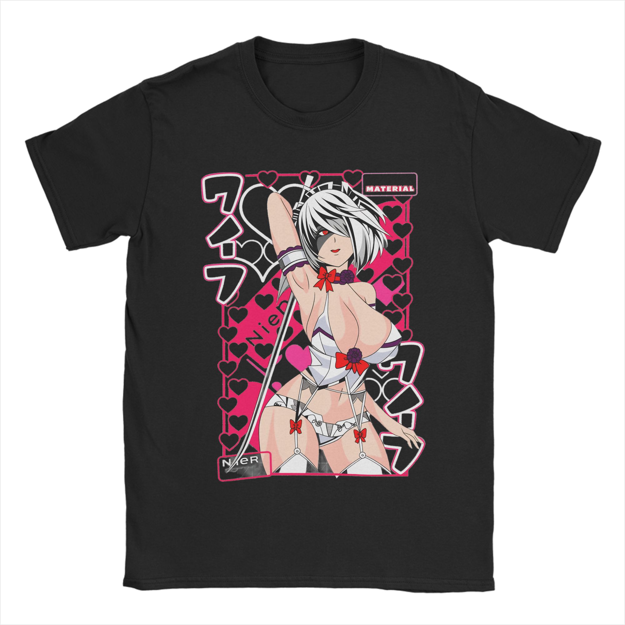 

YoRHa 2B Anime Game Fans Art T Shirt Summer Harajuku T Shirts Mens 100 Cotton O-Neck 4XL 5XL 6XL Tees Short Sleeve Tshirt - ... S разноцветный
