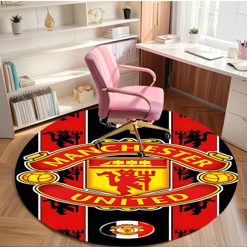 Manchester United F.C Print Round Rug, Washable Floor Carpet, For Entryway Dorm Laundry Room Office Study, Home Decor Birthday Christmas Gift