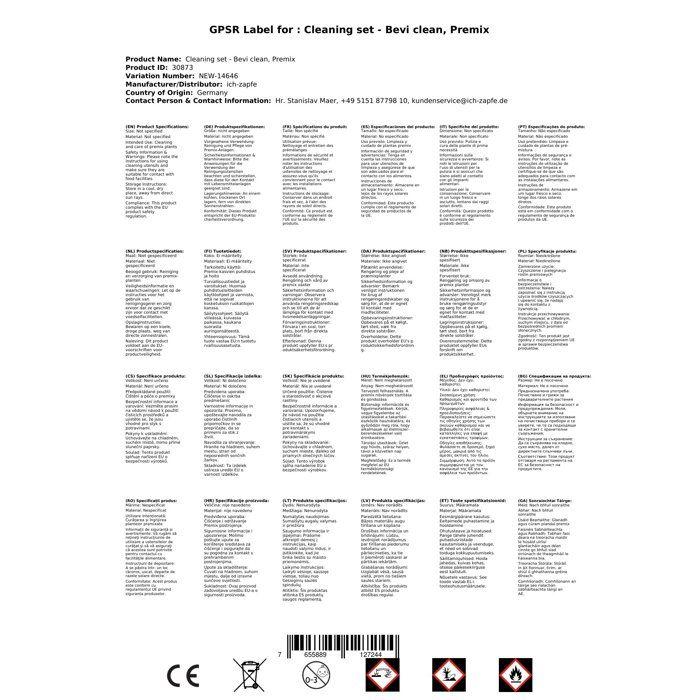 Kit de nettoyage - Bevi clean, Premix